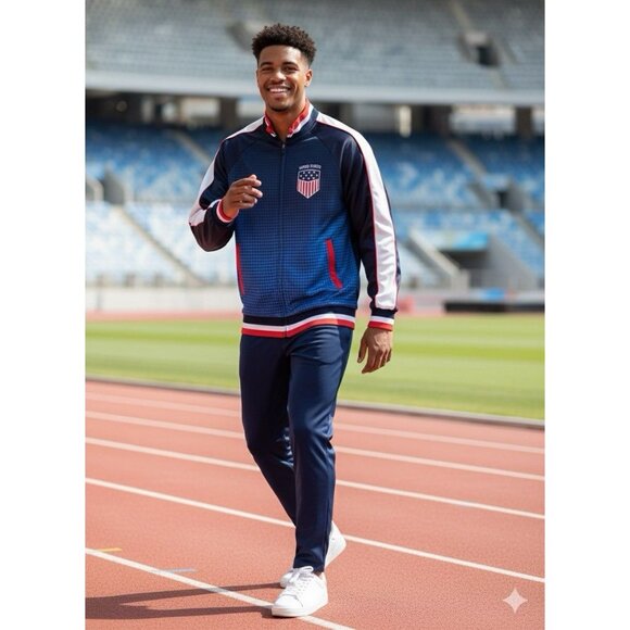 Panna Soccer Track Jacket Mens Team USA Colorblock Full Zip Pockets Sz S - Picture 1 of 4